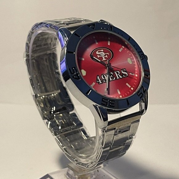 SAN FRANCISCO 49ERS NFL Team Logo Men's Stainless-Steel Silver Analog Watch NEW - Picture 9 of 11